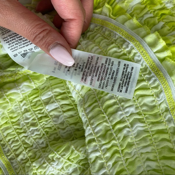 Miss Selfridge Bright Green/White Striped Crop Top - Picture 5 of 6